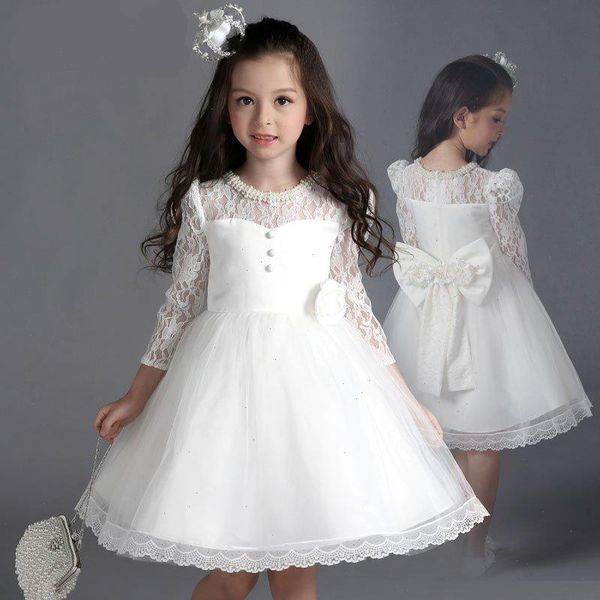 

teenage baby girl princess lace tutu dress elegant long sleeve gown wedding kids party vestidos for clothes, Red;yellow