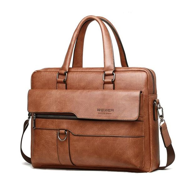 

briefcases 2021 men briefcase bag business pu leather shoulder messenger bags office handbag 14 inch laptop