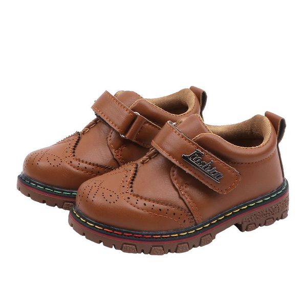 

sneakers 2021 spring and autumn korean version of the boy's leather shoes kids breathable casual single non-slip four seasons, Black;red
