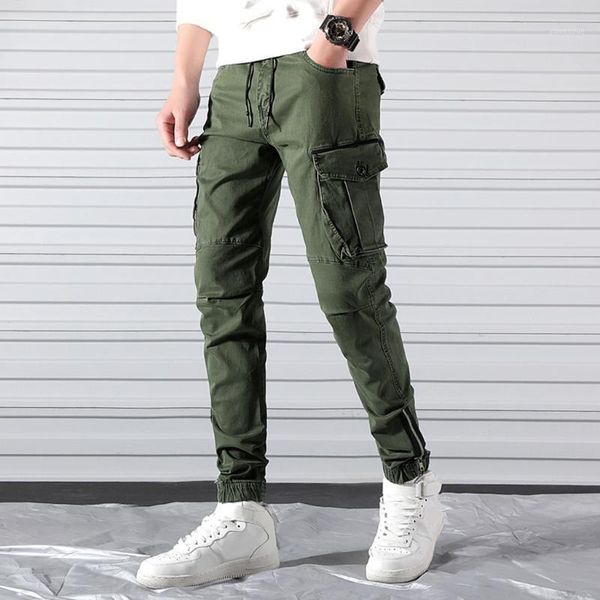 

men's pants kancoold high street broadcloth straight casual cotton slim fit sport long pocket trousers nov6, Black