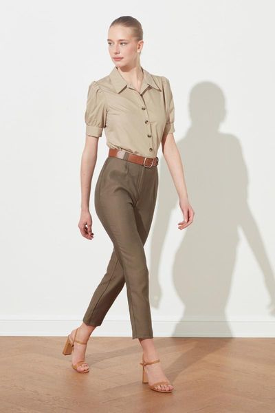 

trendyol high bel pants twoss21pl0338 women's & capris, Black;white