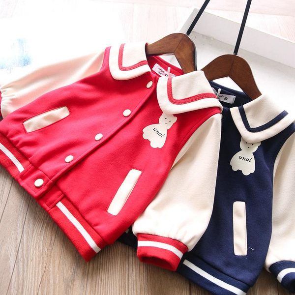 

jackets autumn girls lapel cartoon coat wholesale, Blue;gray