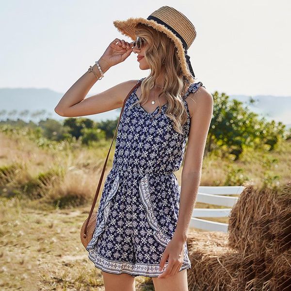 

women's jumpsuits & rompers leisure vacation printed condole ms 2021 jumpsuit, Black;white