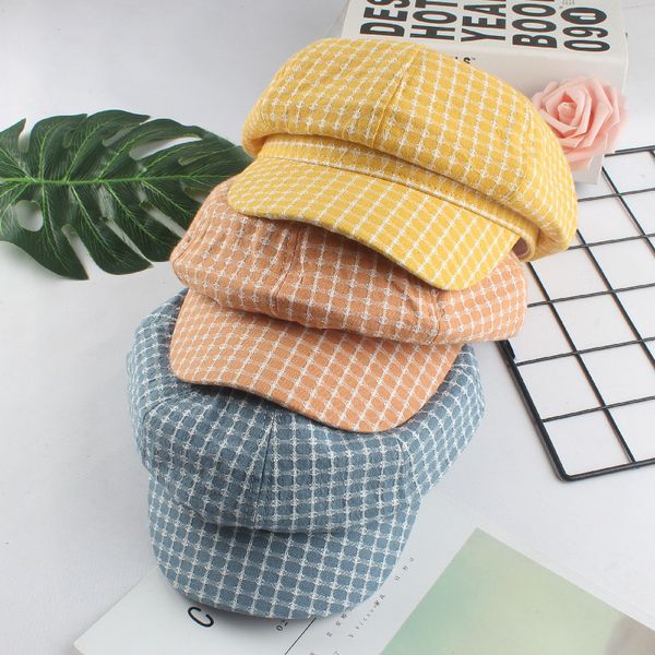 

new hat women's spring and summer octagonal beret, Yellow