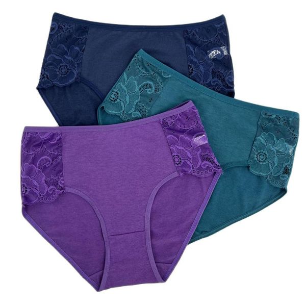 

women's panties female cotton lace plus transparant ladies' briefs mid waist woman panti 3pcs/lot lady panty, Black;pink