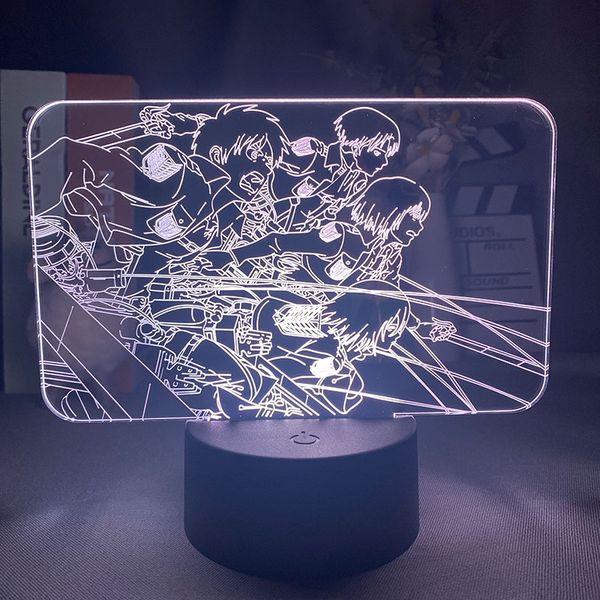

usb nightlight led 3d night light anime figure attack on titan desk lamp smart phone control party home decor for teenager fans