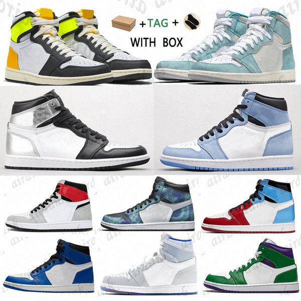 

University blue Jumpman 1 Men Women Basketball Shoes 1s Smoke Grey High OG Bio Hack Bloodline Satin-Snake Trainers Sneakers, 49