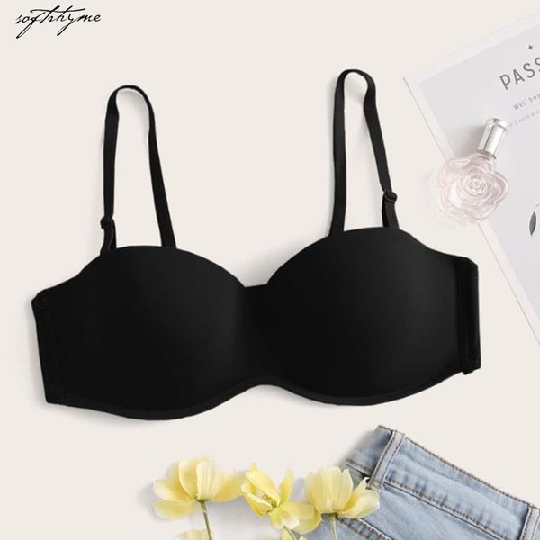 

bras softrhyme female seamless party wedding women invisible bra strapless bralette half cup women's underwear lingerie, Red;black