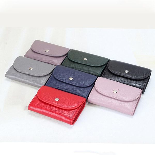 

gray/blue/red genuine leather ladies purse wallet mini coin purses luxury female credit/id/bus card collection wallets, Red;black