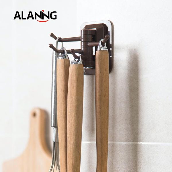 

hooks & rails punch-multi-purpose self-adhesive hook for wall rotating powerful non-marking key housekeeper on keys holder