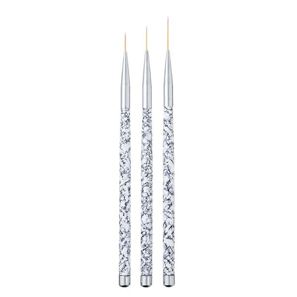 

nail brushes 3 pcs 11/15/20 mm thin tip painting brush marble pattern handle drawing manicure art supplies for beauty salon, Yellow