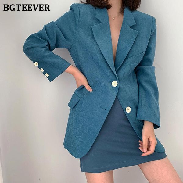 

women's suits & blazers bgteever spring blue women blazer jacket elegant single-breasted suit 2021 summer loose outerwear blaser femme, White;black