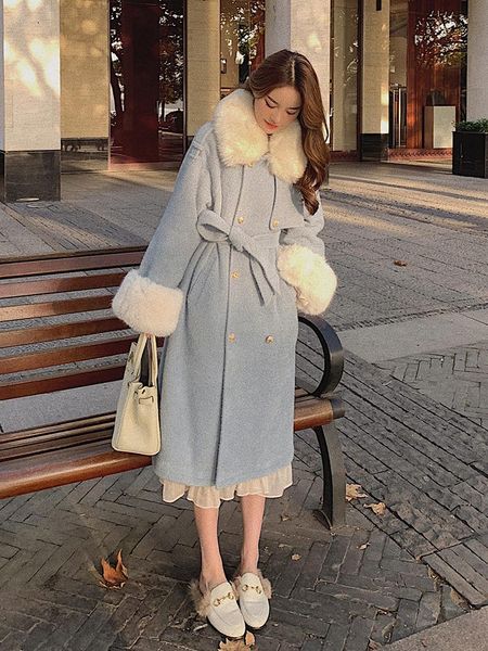 

women's wool & blends temperament fashion coat thicken woman jacket commute medium style clothing button winter abrigos woman's cl, Black
