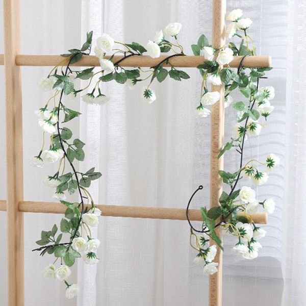 

decorative flowers & wreaths 230cm artificial rose 69 heads garland vine string wedding arch decoration rattan glass window home decor