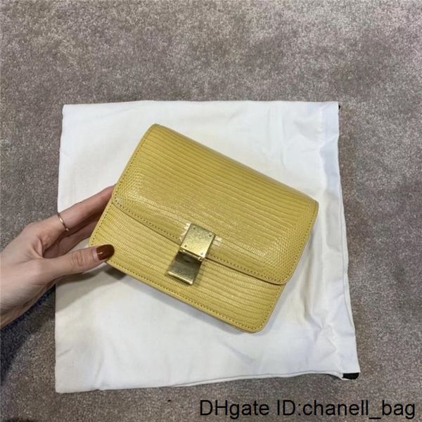 

2020 elegant2019 curd bean bag woman oblique satchel genuine leather small square ins lizard grain box package