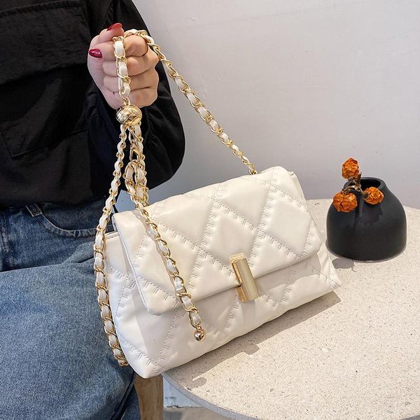 

special suture design small pu leather crossbody bags for women 2021 simple chain shoulder bag lady luxury travel handbags