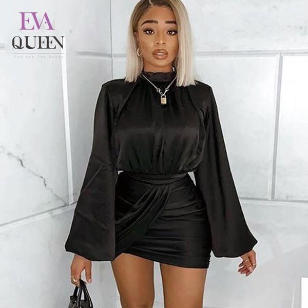 

casual dresses evaqueen bodycon bandage party dress women black summer autumn club o neck long sleeve mini fashion elegant, Black;gray