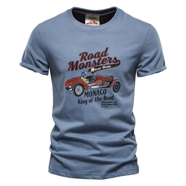 

men's t-shirts aiopeson car printed tees men retro style 100% cotton mens t shirt summer streetwear o-neck for, White;black