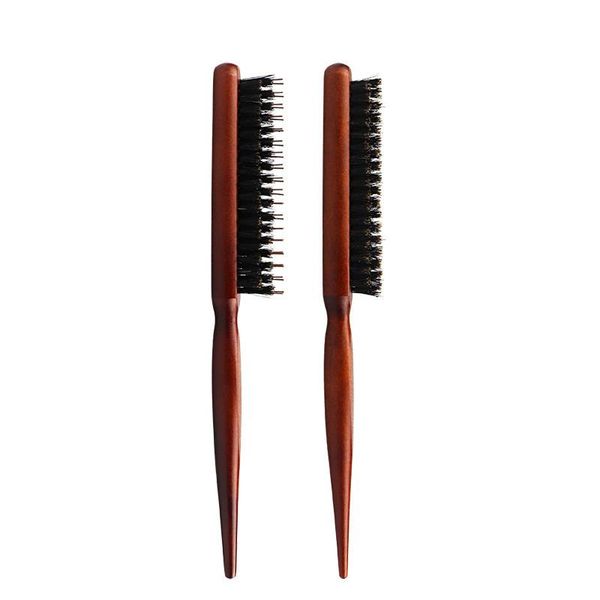 

hair brushes beard brush wood handle boar bristle comb detangling pointed tail hairdressing styling tools, Silver