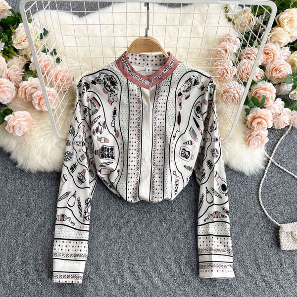 

singreiny women cute cartoon print blouse retro fashion single breasted loose spring casual korean streetwear blouses 210419, White