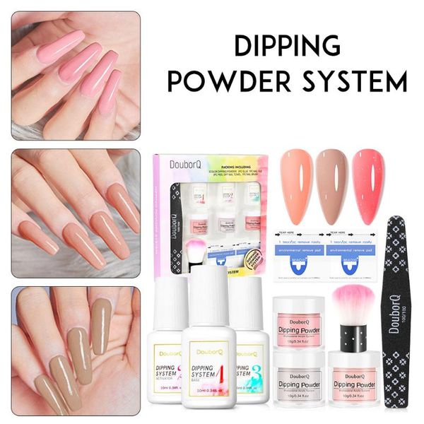 

nail art kits infiltration powder set glitter baking lamp french moistening foundation glue seal layer desiccant 10-piece