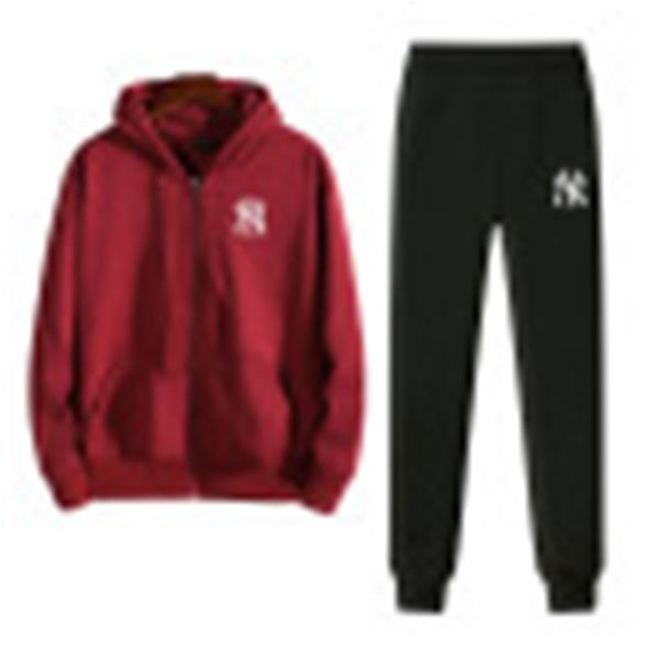 

aw2021 loose large wo zipper hoodie fleece and women's lovers' set, Black