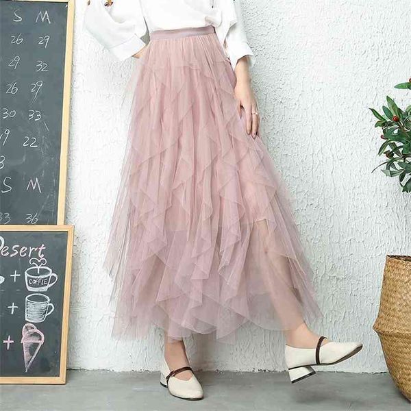 

summer arrival sweet irregular skirt long super fairy layer black s faldas largas elegantes 210527