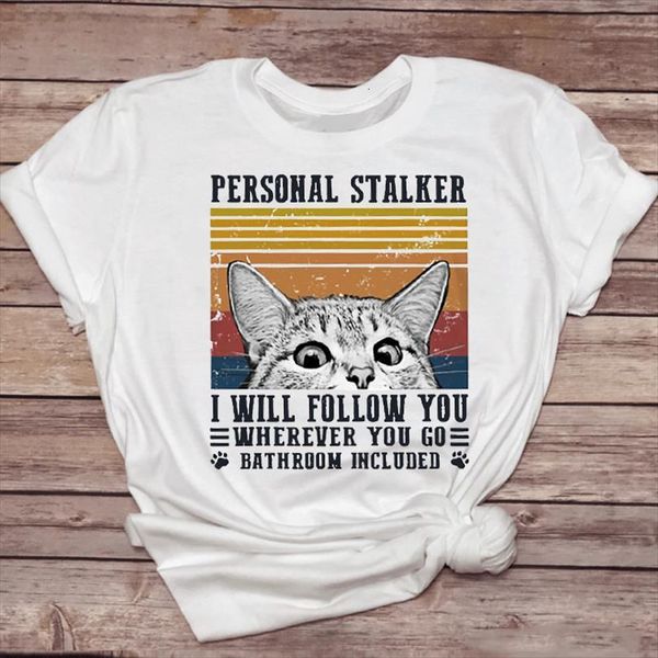 

men cat striped casual cute fashion trend 90s animal lady female ladies print graphic tee shirt, White;black
