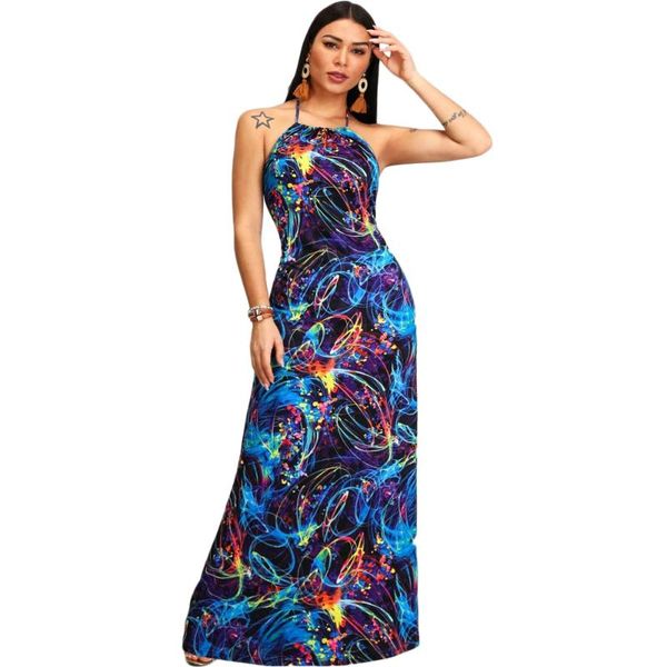 

casual dresses summer loose sleeveless print suspender dress, Black;gray