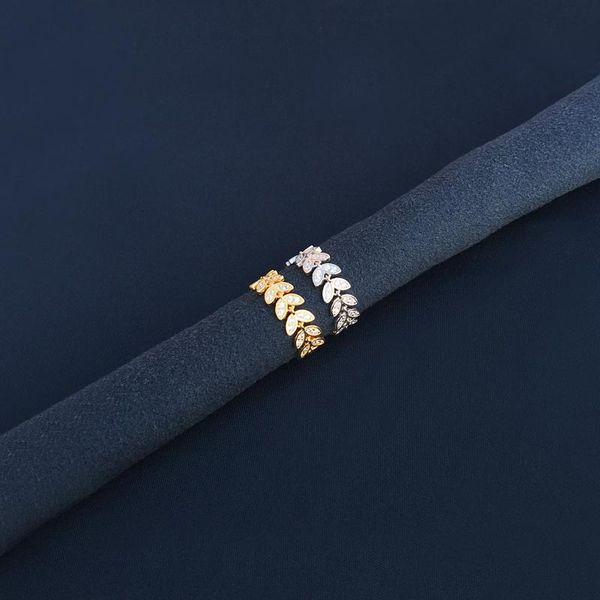 

cluster rings s925 sterling silver golden yellow palm leaf ring female french light luxury chain small valentine's day gif, Golden;silver