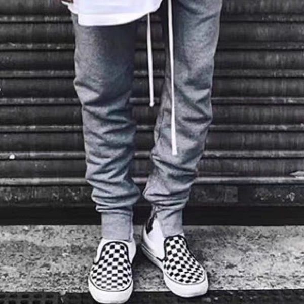 

21ss new pant men women cotton hip hop skinny sweatpants zipper ankle casual pants, Black