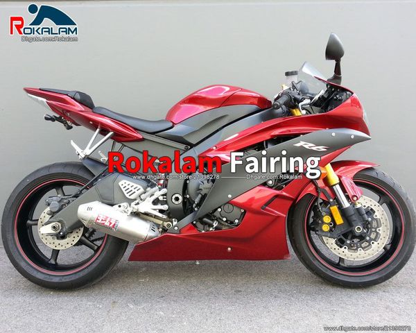 

customize red black fairings set for yamaha yzf r6 yzf-r6 2006 2007 yzf 600 yzf600 06 07 road bike bodywork (injection molding)