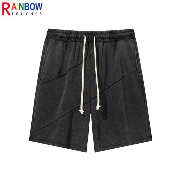 

men's shorts rainbowtouches 2021 summer fashion gradient color edging high street casual sport 100%cotton for men, White;black