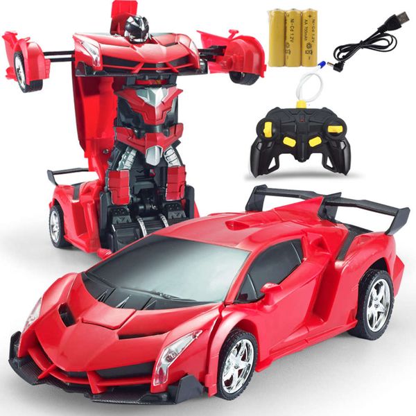 

electric/rc car one button remote control electric king kong deformation robot boy toy car