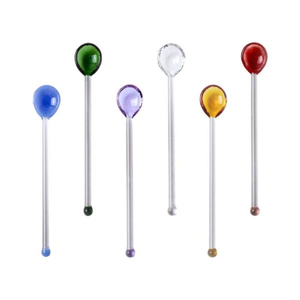 

spoons 6pcs glass drink lovely stirrers swizzle stirring rods (assorted color)