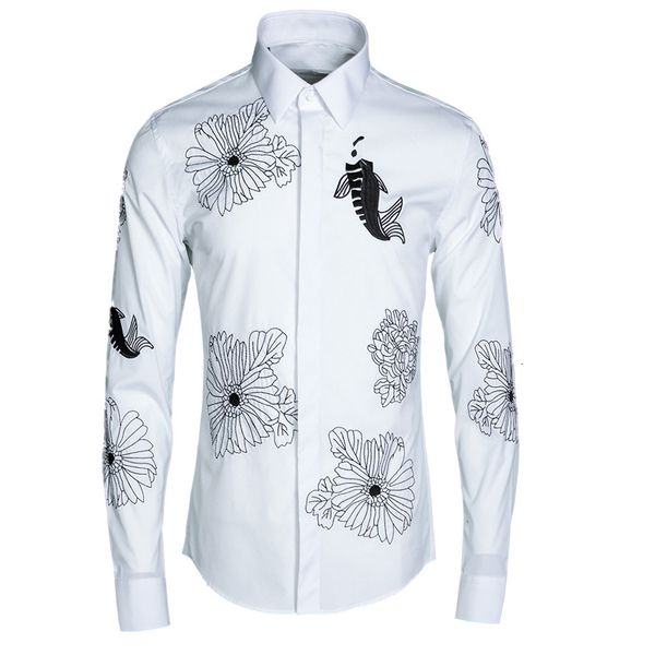 

tee shirt shirt men luxury classics embroidery long sleeve mens plus size 4xl fashion casual slim fit shirts man, White;black