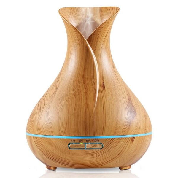 

humidifiers 2021 ultrasonic humidifier tulip vase style 14w 500ml wood grain cool-mist aromatherapy lamp essential oil diffuser
