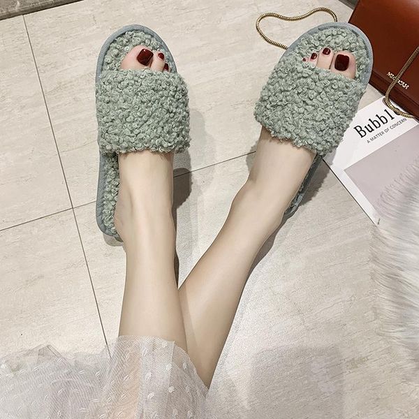 

fuzzy women's winter warm slippers memory foam cozy non-slipÂ liningÂ hairy floor indoor outdoor bedroom flat sheep curl open toe, Black