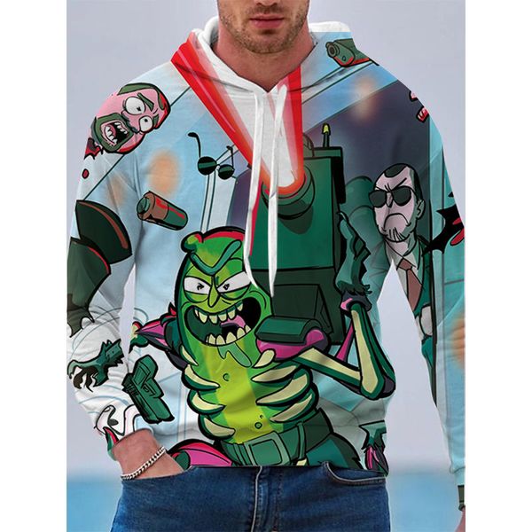 

cartoon pattern mens 3d printing hoodie visual impact party punk gothic round neck american sweater hoodie, Black