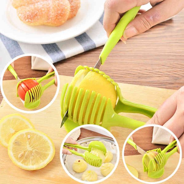 

kitchen gadgets potatoes slicer tomatoes cutter tool shreaders lemon cutting holder handheld plastic kitchen accessories cooking tool