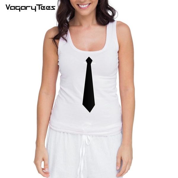 

women's tanks & camis fake suit black tie print tank women summer basic streetwear fashion 2021 cool girls regular tees, White