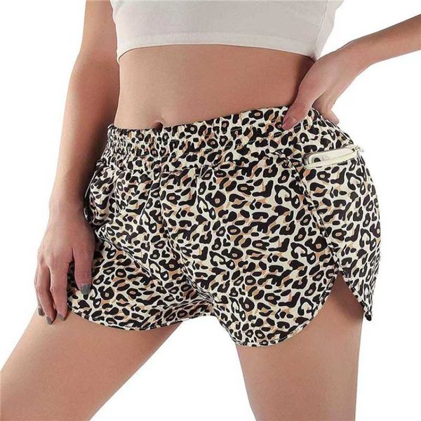 

women's shorts ladies fitness sports yoga pants loose quick-drying anti-glare lining running casual printed, White;black
