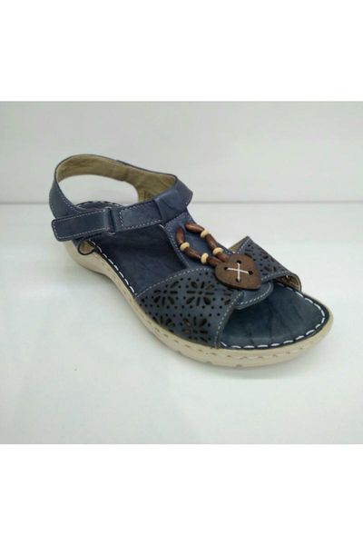 

sandals blue color genuine leather, Black