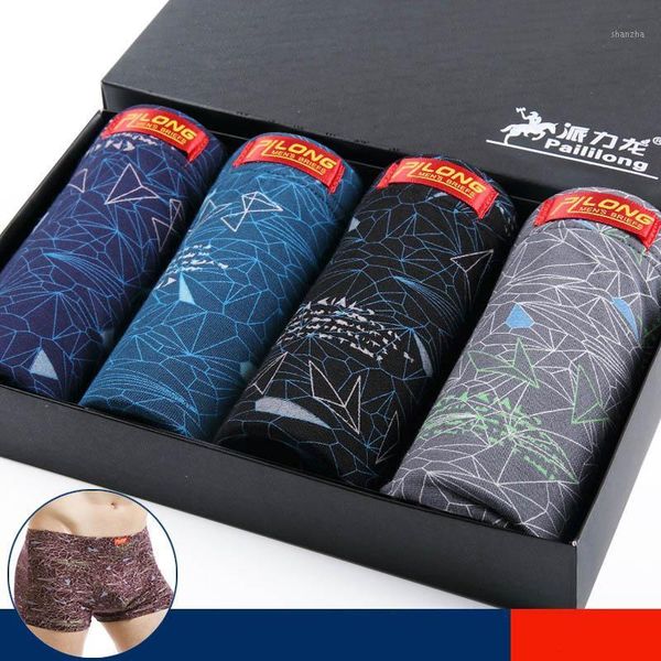 

underpants 4pcs/lot male panties modal men's underwear boxers breathable man boxer solid comfortable brand shorts in box1 puha, Black;white