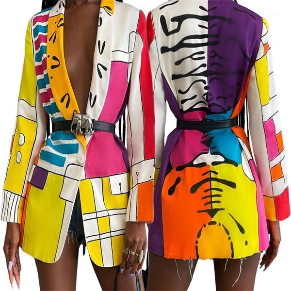 

women's trench coats women blazers print full sleeve notched collar single button straight office lady fashion clothing autumn, Tan;black