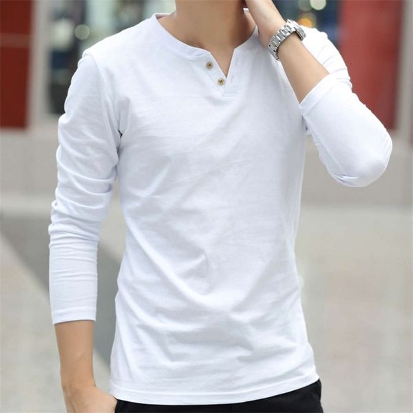 

men's t-shirts t autumn and winter long sleeve t-shirt trend v-neck body pure cotton white bottomed shirt 28br, White;black