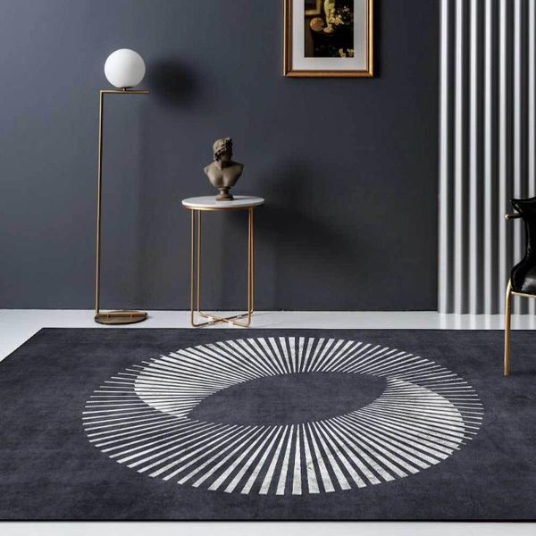 

carpets fashion modern minimalist geometric white lines round dark black living room bedroom bedside carpet floor mats custom