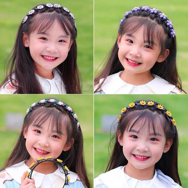 

hair accessories cute girls hairband sunflower cartoon child clips for hoop bangs fashion hairstyle children, Slivery;white