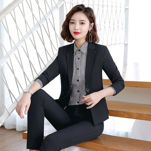 

women's suits & blazers suit autumn and winter korean slim white-collar bank el business dress overalls two-piece temperament ladies, White;black