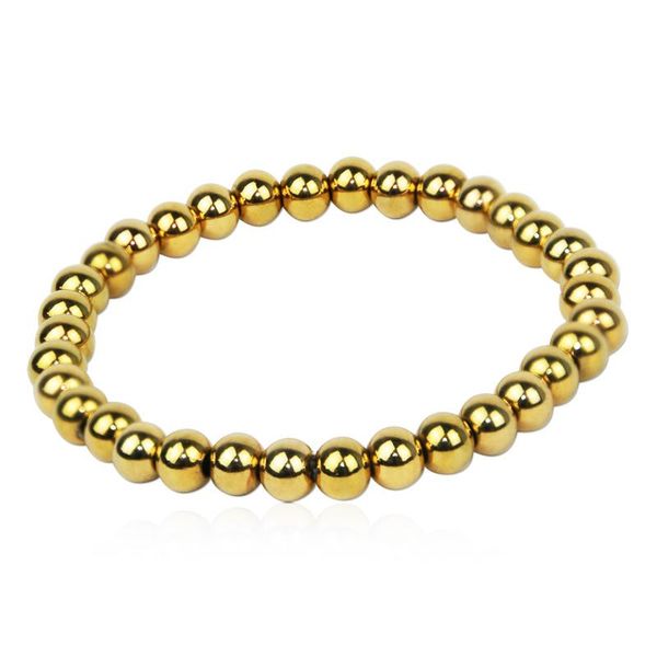 

link, chain fashion men women wide 4mm and 6mm stretchable bead bracelets stainless steel two sizes jewelry wholesale, Black
